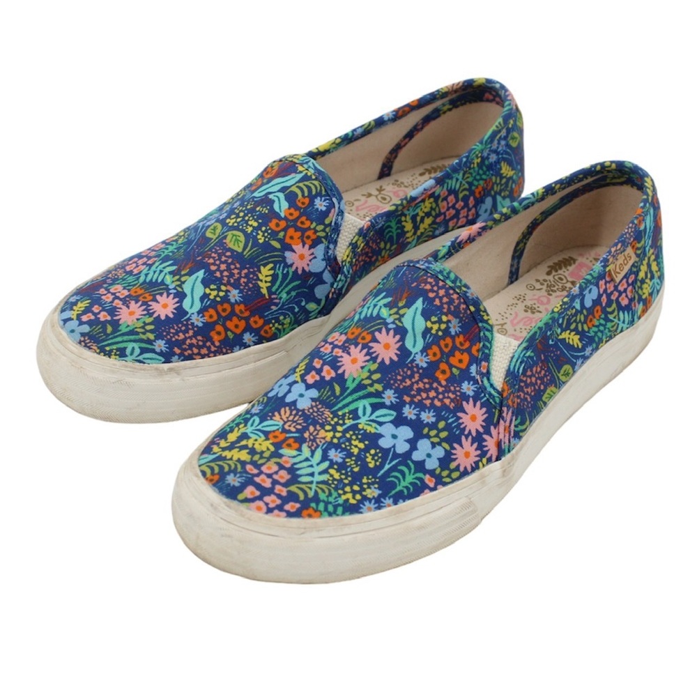 KEDS Rifle Paper Co Slip On Sneaker Floral Flower Deck Shoe Canvas 7.5